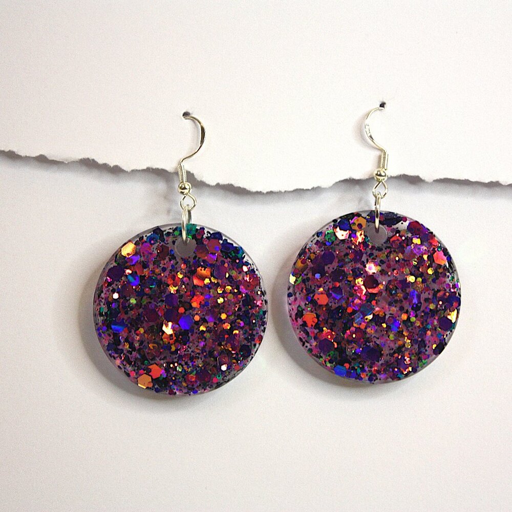 Mermaid Glitter Resin Earrings Hand Crafted